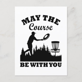May the Course Be With You Disc Golf Funny Invitation Postcard
