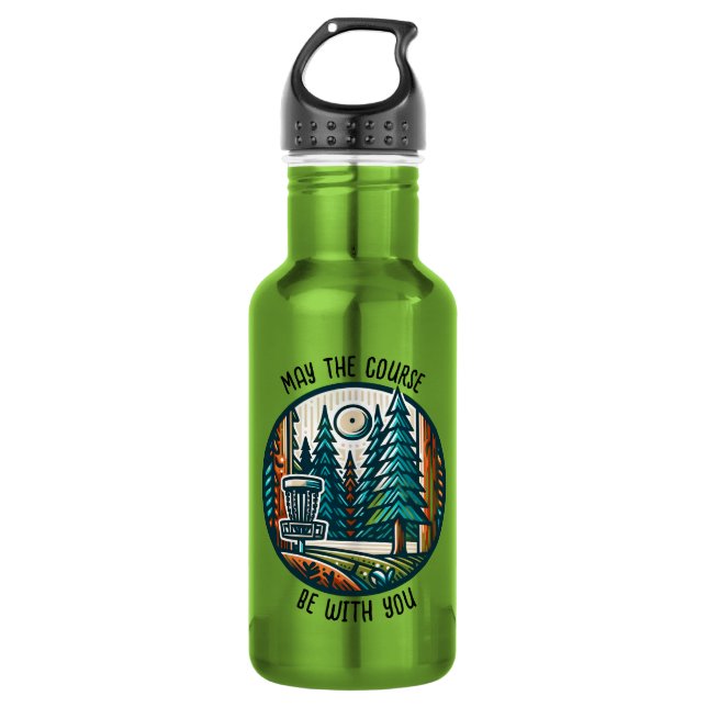 May the Course Be with You Disc Golf  Stainless Steel Water Bottle (Front)