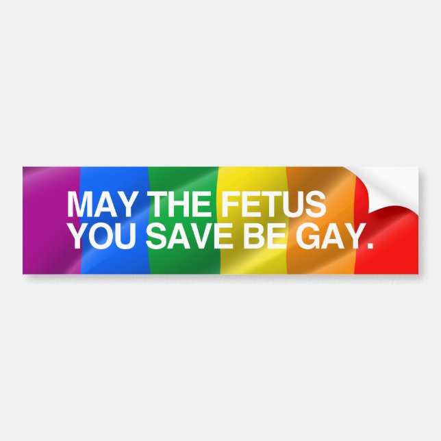 MAY THE FETUS YOU SAVE BE GAY.png Bumper Sticker (Front)