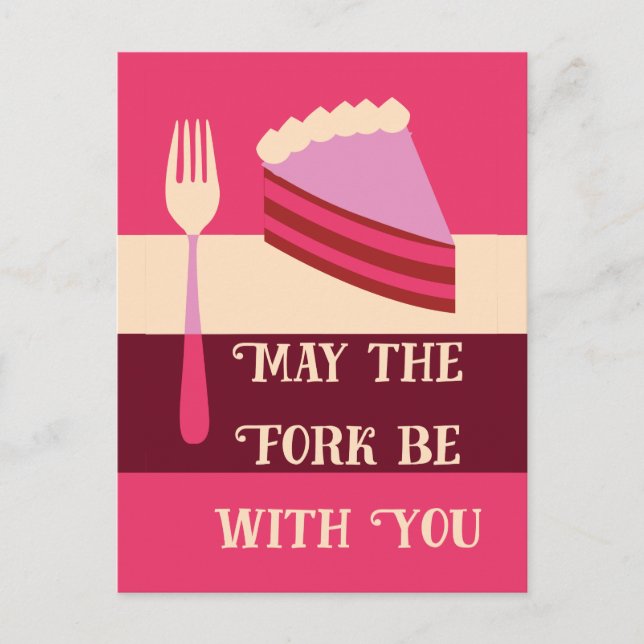 May the Fork Be With You Birthday Cake Postcard (Front)