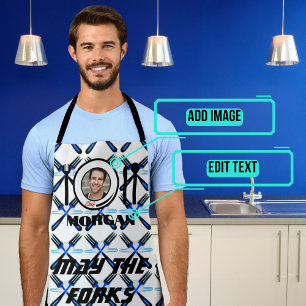 May the Forks Be with You Blue Fire Men's Apron