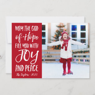 May the God of Hope Joy Peace Christmas Photo Card