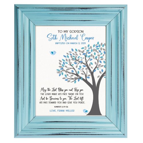 May the Lord Bless Blue Framed Baptism Wall Sign