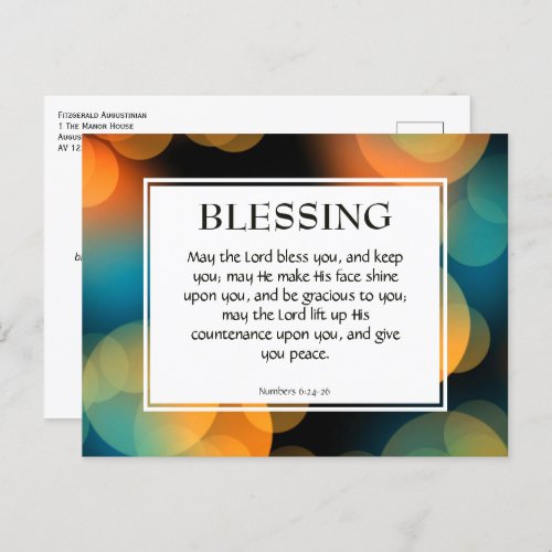 MAY THE LORD BLESS YOU  Christian Bible Verse Postcard