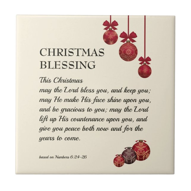 MAY THE LORD BLESS YOU Christian Christmas Ceramic Tile (Front)