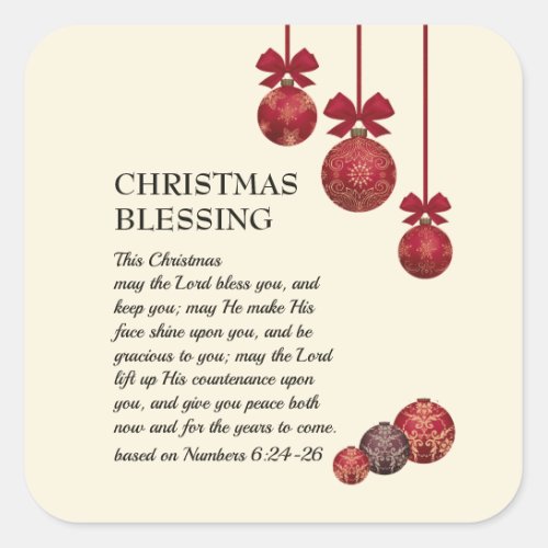MAY THE LORD BLESS YOU  Christmas Baubles Holiday Square Sticker