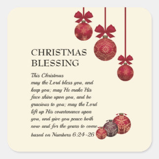 MAY THE LORD BLESS YOU | Christmas Baubles Holiday Square Sticker