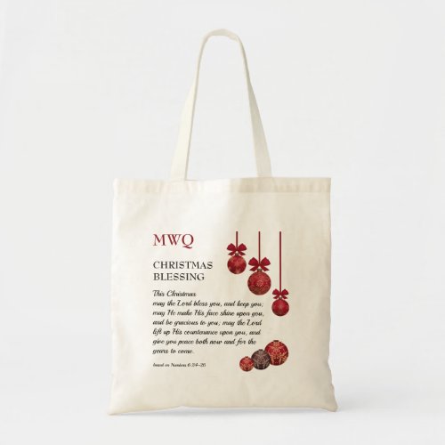 MAY THE LORD BLESS YOU  Christmas Monogram Tote Bag