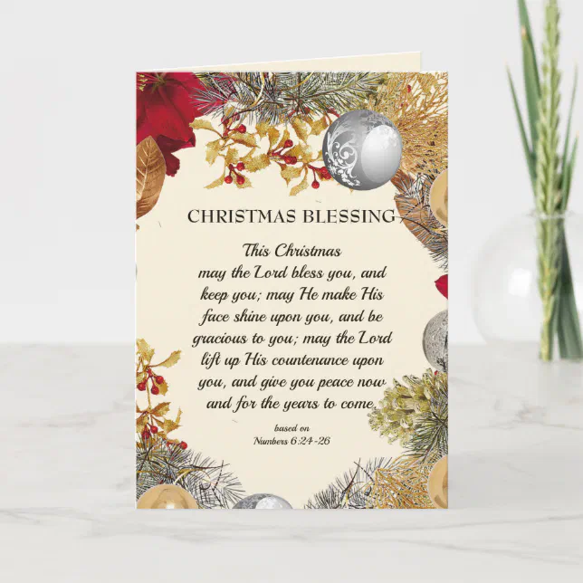 MAY THE LORD BLESS YOU | Christmas Wreath Holiday Card | Zazzle