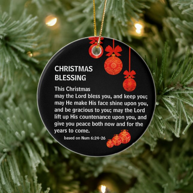 MAY THE LORD BLESS YOU Numbers 6 Christmas Ceramic Ornament (Tree)