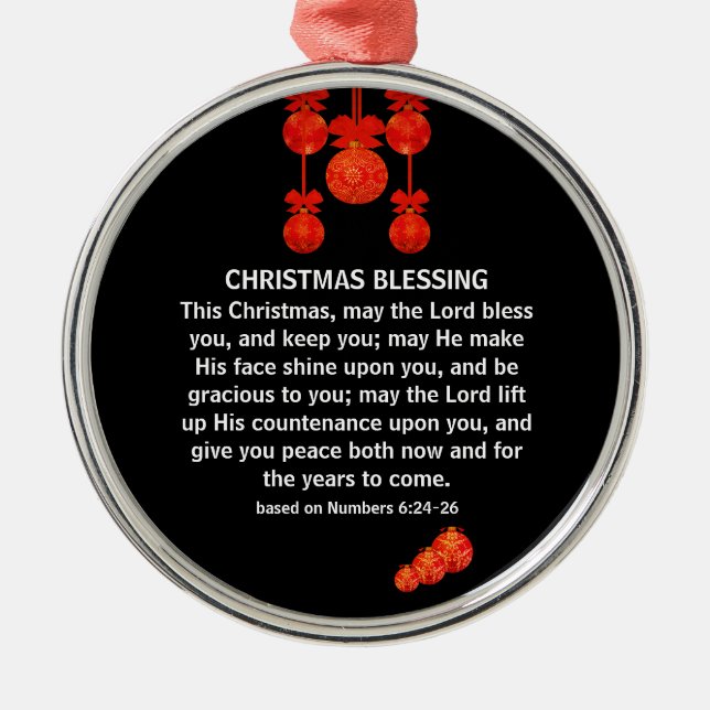 MAY THE LORD BLESS YOU Numbers 6 Christmas Metal Ornament (Front)