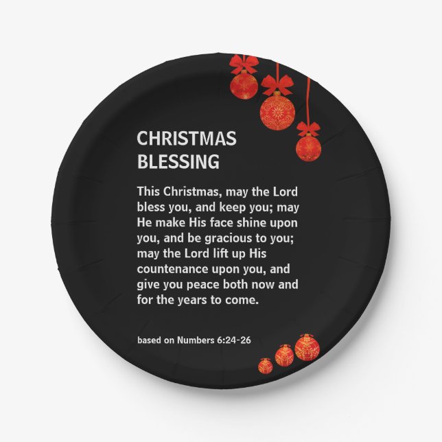 MAY THE LORD BLESS YOU Numbers 6 Christmas Paper Plates (Front)