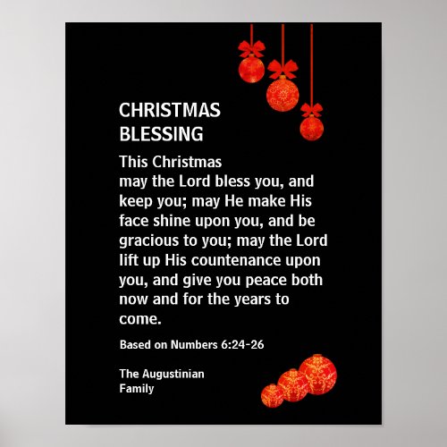 MAY THE LORD BLESS YOU Numbers 6 Christmas Poster