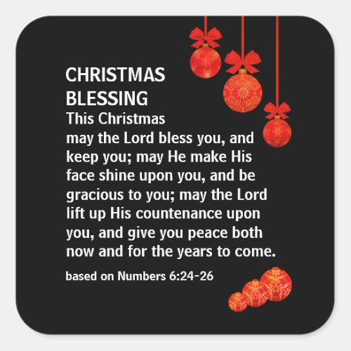MAY THE LORD BLESS YOU Numbers 6 Christmas Square Sticker