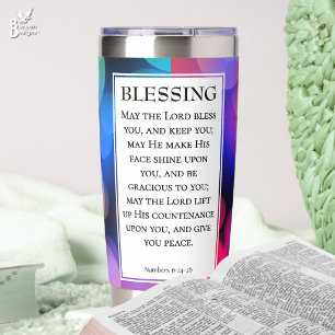 MAY THE LORD BLESS YOU Purple Bokeh Christian Insulated Tumbler