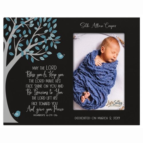 May the Lord Blue Leaves Blessing Picture Frame
