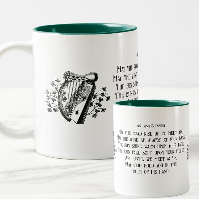 May The Road Rise Irish Blessing and Harp Custom Two-Tone Coffee Mug (Creator Uploaded)