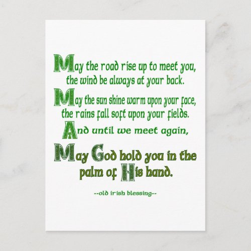 May the Road Rise To Meet You Irish Blessing Postcard