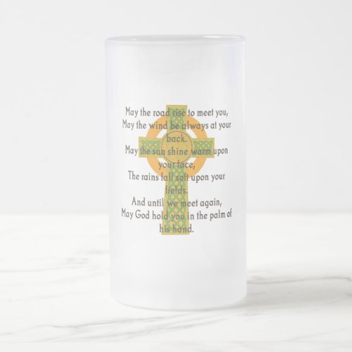 May The Road Rise To Meet You _ Irish Quote  Frosted Glass Beer Mug