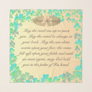 "May the road rise up" Golden Shamrock Turquoise Scarf