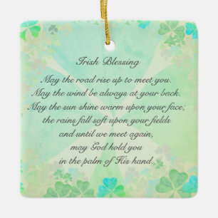 "May the road rise up..." Irish blessing Card Ceramic Ornament