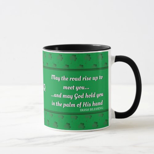 MAY THE ROAD RISE UP Irish Blessing Monogram Mug