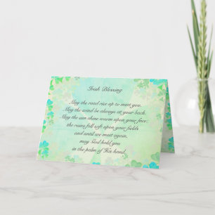 "May the road rise up..." Irish Blessing Shamrocks Card