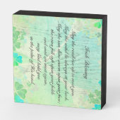 "May the road rise up..." Irish Blessing Shamrocks Wooden Box Sign (Angled Vertical)