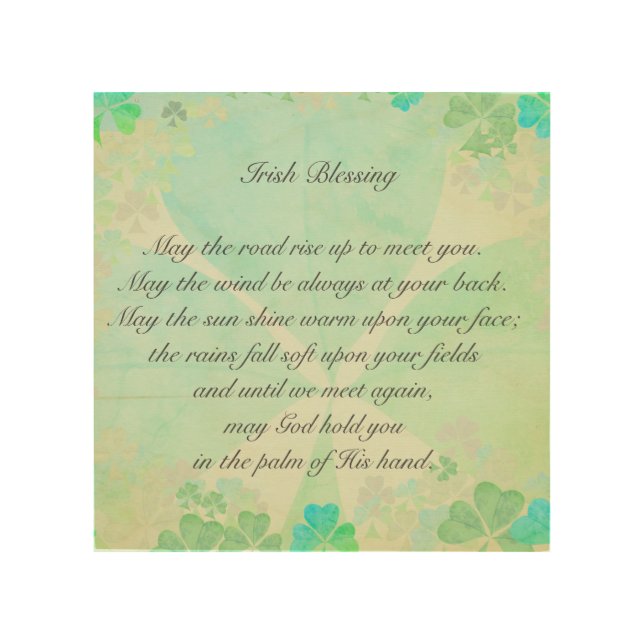 "May the road rise up."Irish Blessing w/Shamrocks Wood Wall Art (Front)