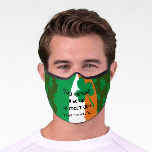 MAY THE ROAD RISE UP Irish Flag ST PATRICKS DAY Premium Face Mask