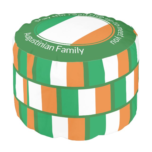 MAY THE ROAD RISE UP Personalized IRISH FLAG Photo Pouf (Angled Back)