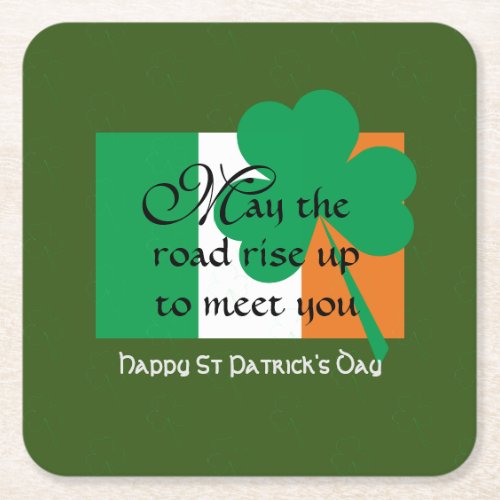 MAY THE ROAD RISE UP St Patricks Day Square Paper Coaster