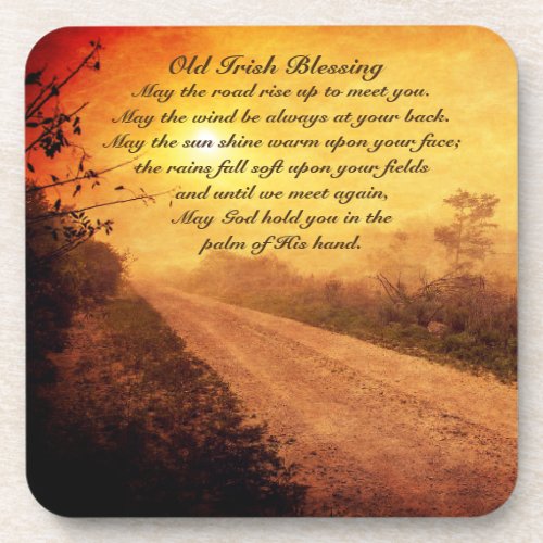 May the Road Rise up to Meet You Irish Blessing Coaster