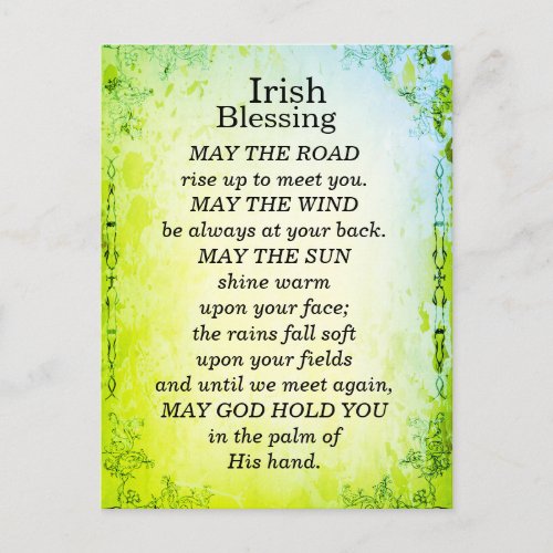 May the Road Rise Up to Meet You Irish Blessing Postcard