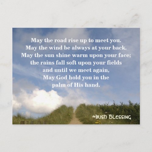 May the Road Rise up to meet you Irish Blessing Postcard