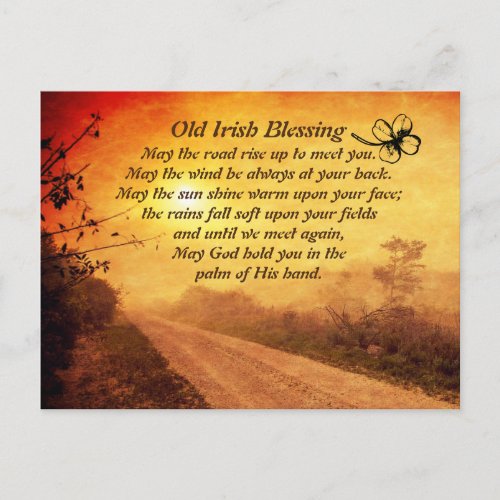 May the Road Rise up to Meet You Irish Blessing Postcard