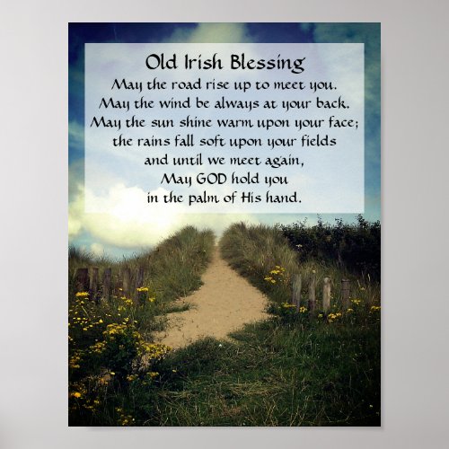 May the Road Rise up to Meet You Irish Blessing Poster