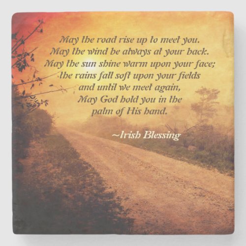 May the Road Rise up to Meet You Irish Blessing Stone Coaster