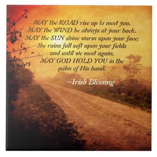 May the Road Rise up to Meet You Irish Blessing Tile