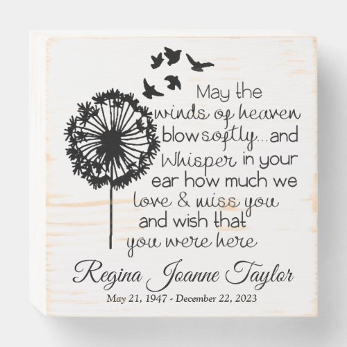 May the Winds of Heaven Memorial Personalized Sign