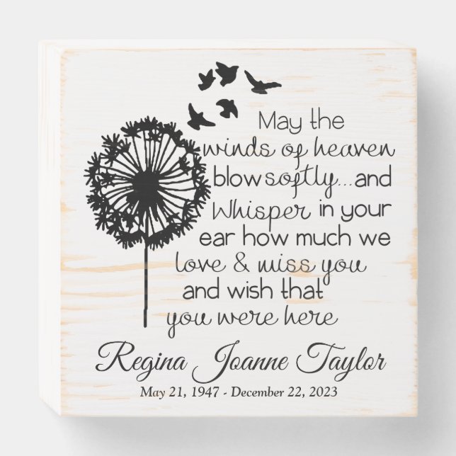 May the Winds of Heaven Memorial Personalized Sign (Front Horizontal)