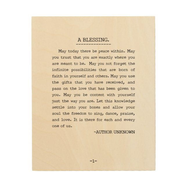 May today there be peace within wood wall art (Front)