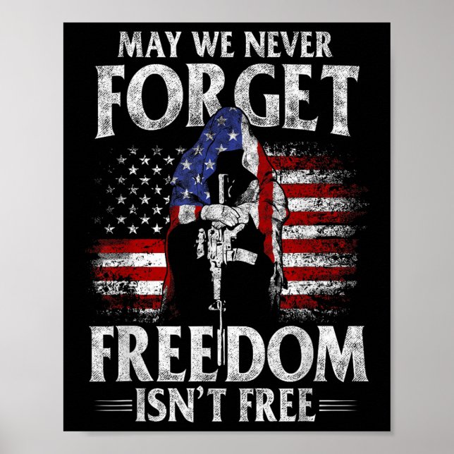 May We Never Forget Freedom Isnt Free Usa Flag Poster (Front)