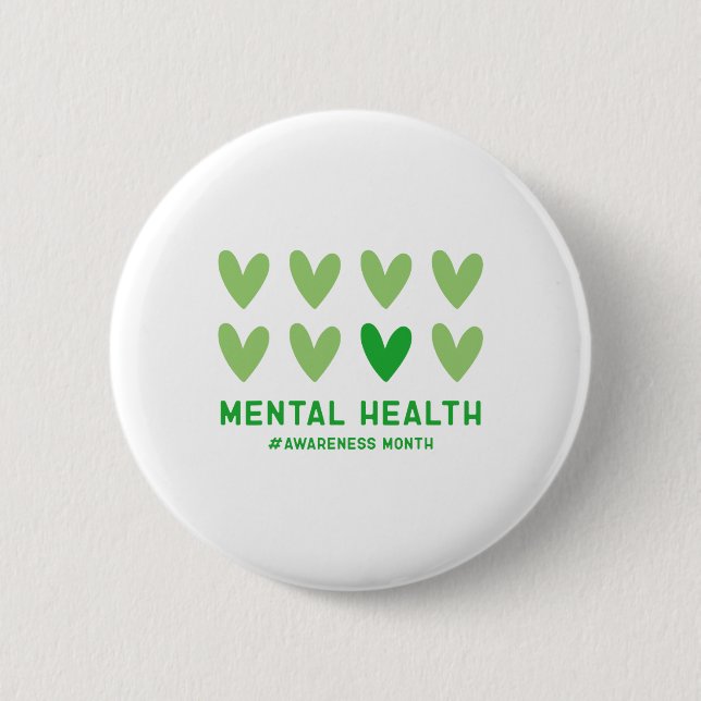 May We Wear Green Mental Health Awareness Month  Button (Front)