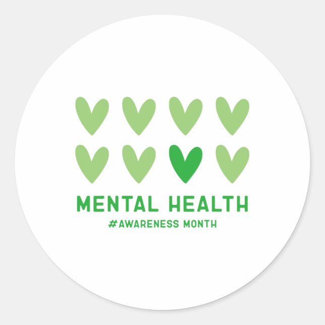 May We Wear Green Mental Health Awareness Month  Classic Round Sticker (Front)