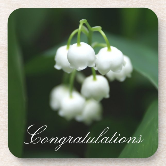 May white lilies beverage coaster (Front)