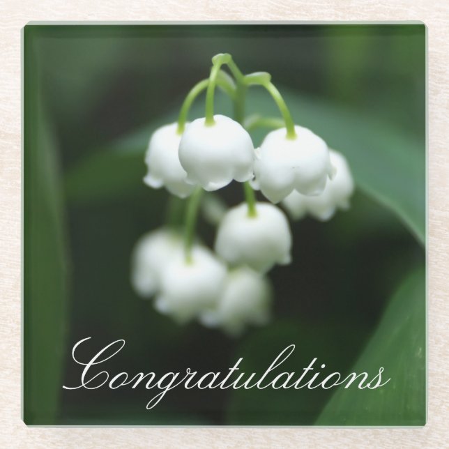 May white lilies glass coaster (Front)