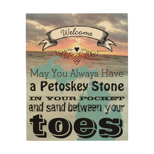 May You Have Petoskey Stone In Pocket Sand Between Wood Wall Art