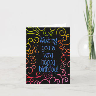 May Your Birthday Bloom Like a Rainbow Plume-Swirl Card