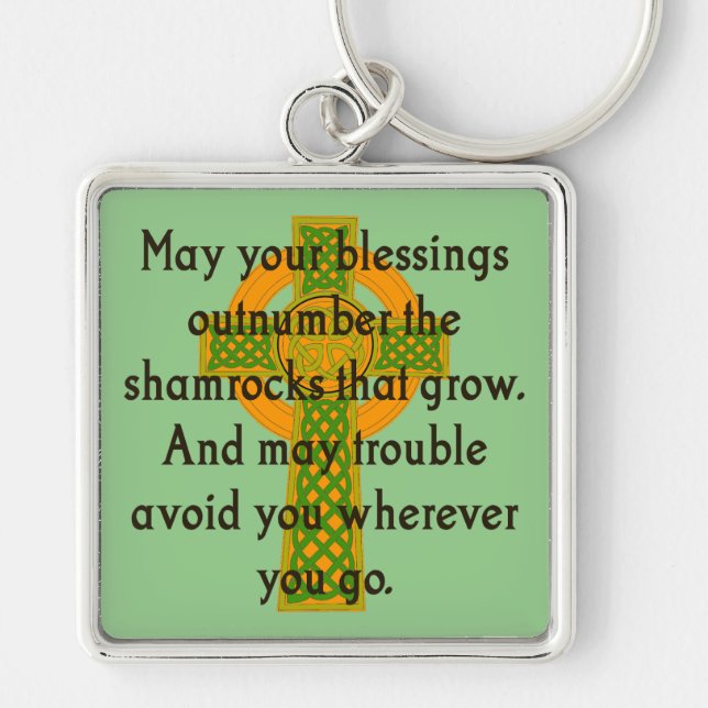 May Your Blessings Outnumber - Irish Quote  Keychain (Front)